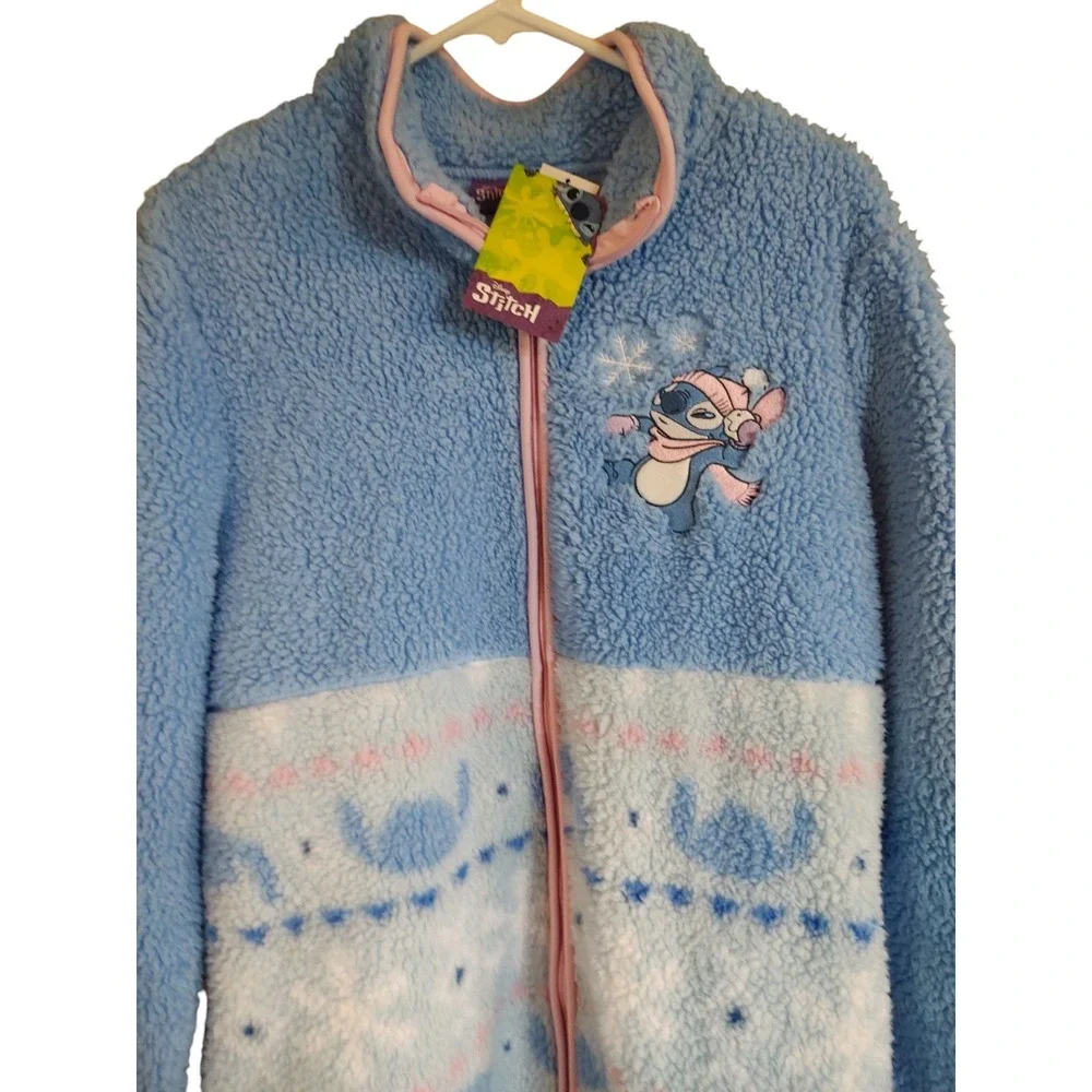 Disney Stitch Zip Front Robe Womens Size‎ Medium Fleece Blue Pink New With Tags - Picture 2 of 12